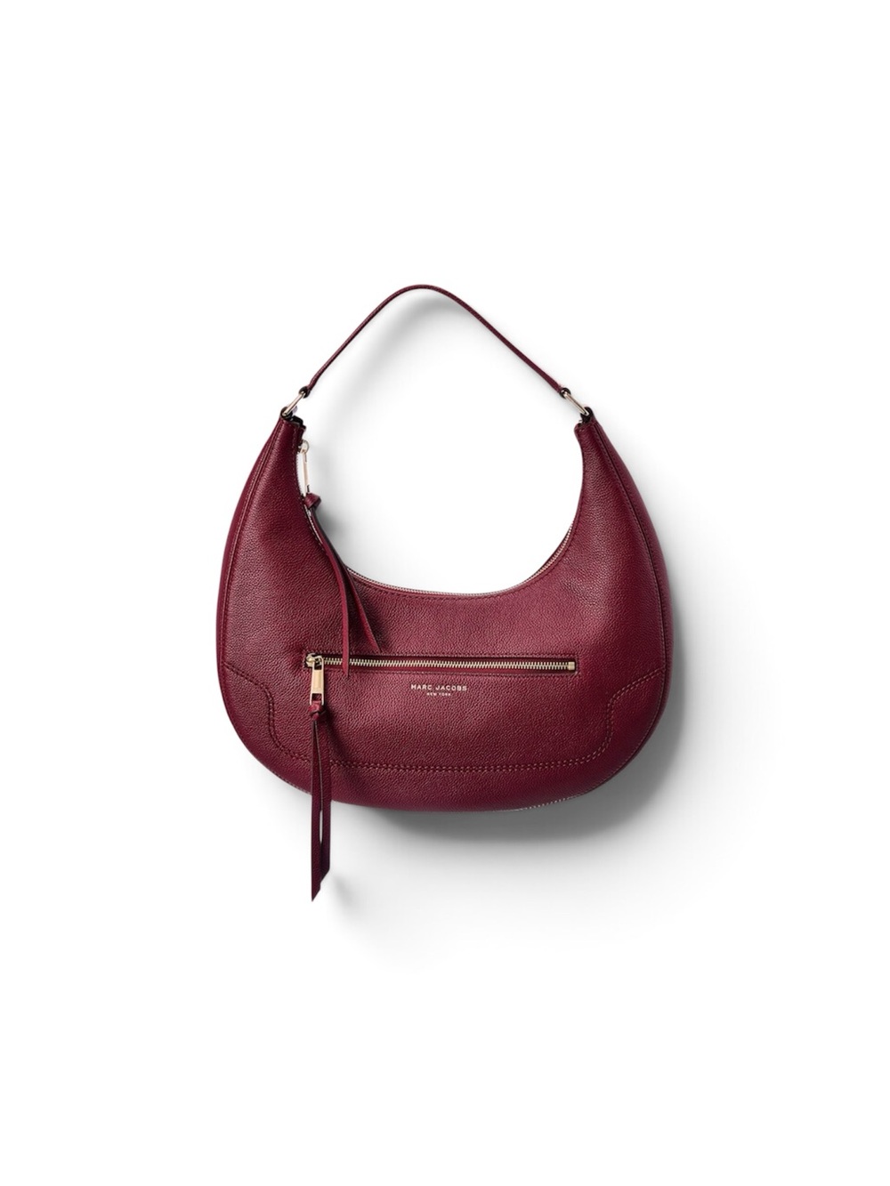 Marc Jacobs Wine Red Pebbled Leather Crescent Hobo